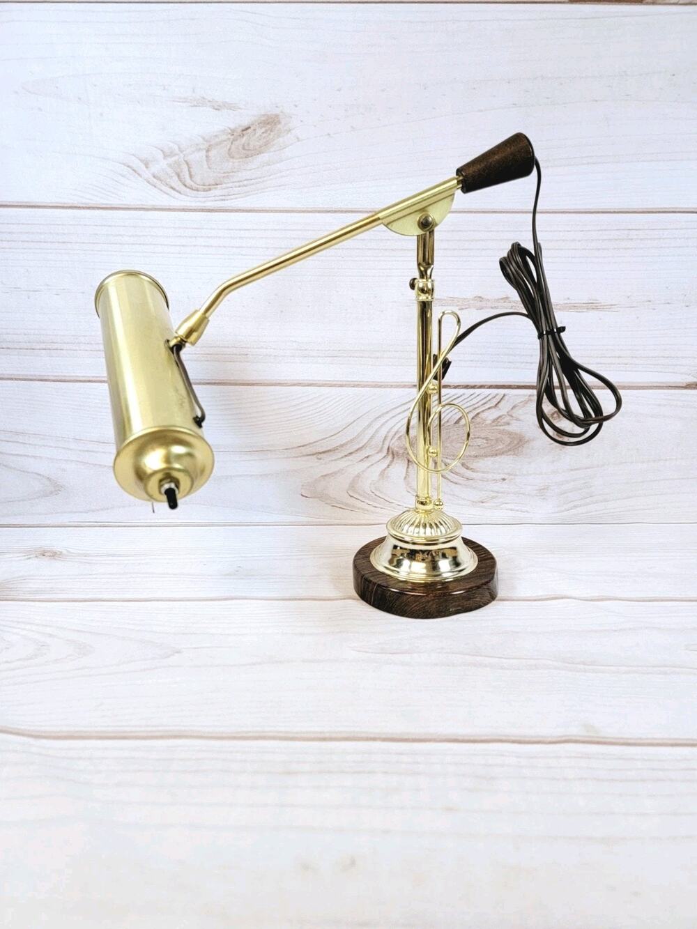Vintage 70s Brass Treble Music Adjustable Piano Desk Lamp Light